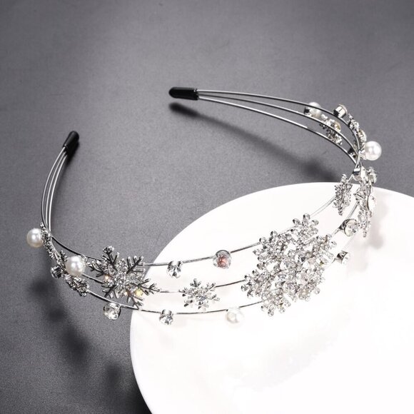 Silver Christmas Headband Pearl Holiday Hair Hoop Women Party Accessory main image 8
